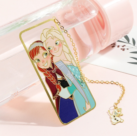 🆕 Frozen Elsa Anna Metal Bookmark Book Chain Gold - Picture 3 of 4